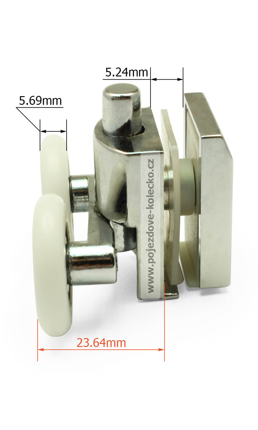 Rozměry spodního pojezdového dvoj kolečka M07 ke sprchovému koutu